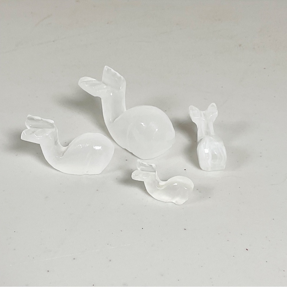 Vintage MC White Glass Whales Decor Mini Lot Of 5